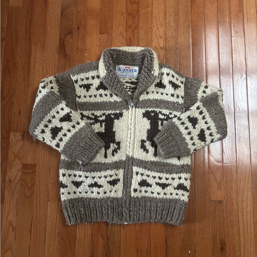 Vintage Kanata Wool Sweater with Moose Pattern